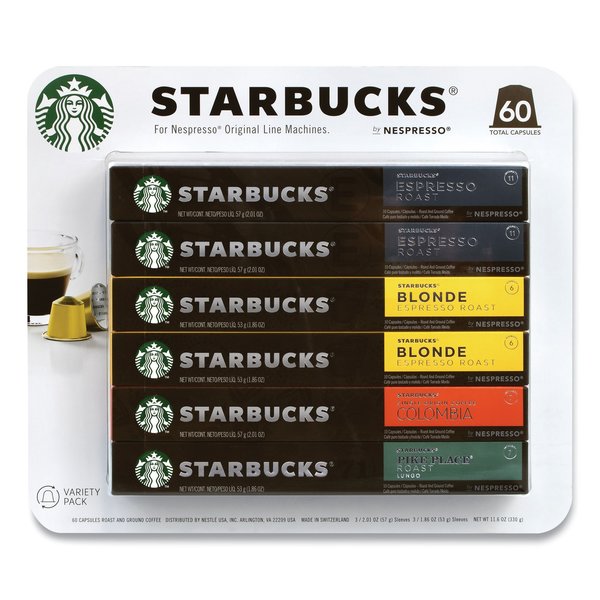 Starbucks By Nespresso Pods Variety Pack, Blonde Espresso/Colombia/Espresso/Pikes Place, PK60 51529